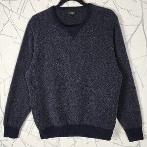 J. Crew Heathered Navy 100% Cashmere Crewneck Sweater